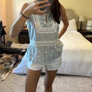 abercrombie white and blue pinstripe summer tank xs